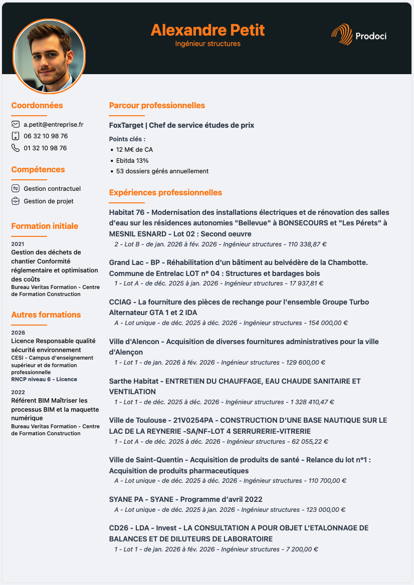 illustration d'un CV format classique