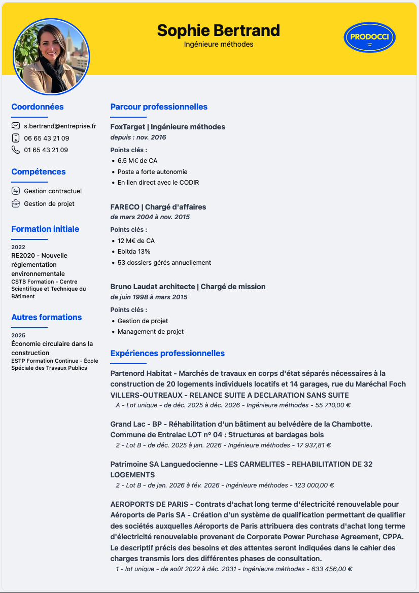 illustration d'un CV format classique